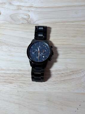 AKNIGHT Men's Black Chronograph Stainless Steel Watch